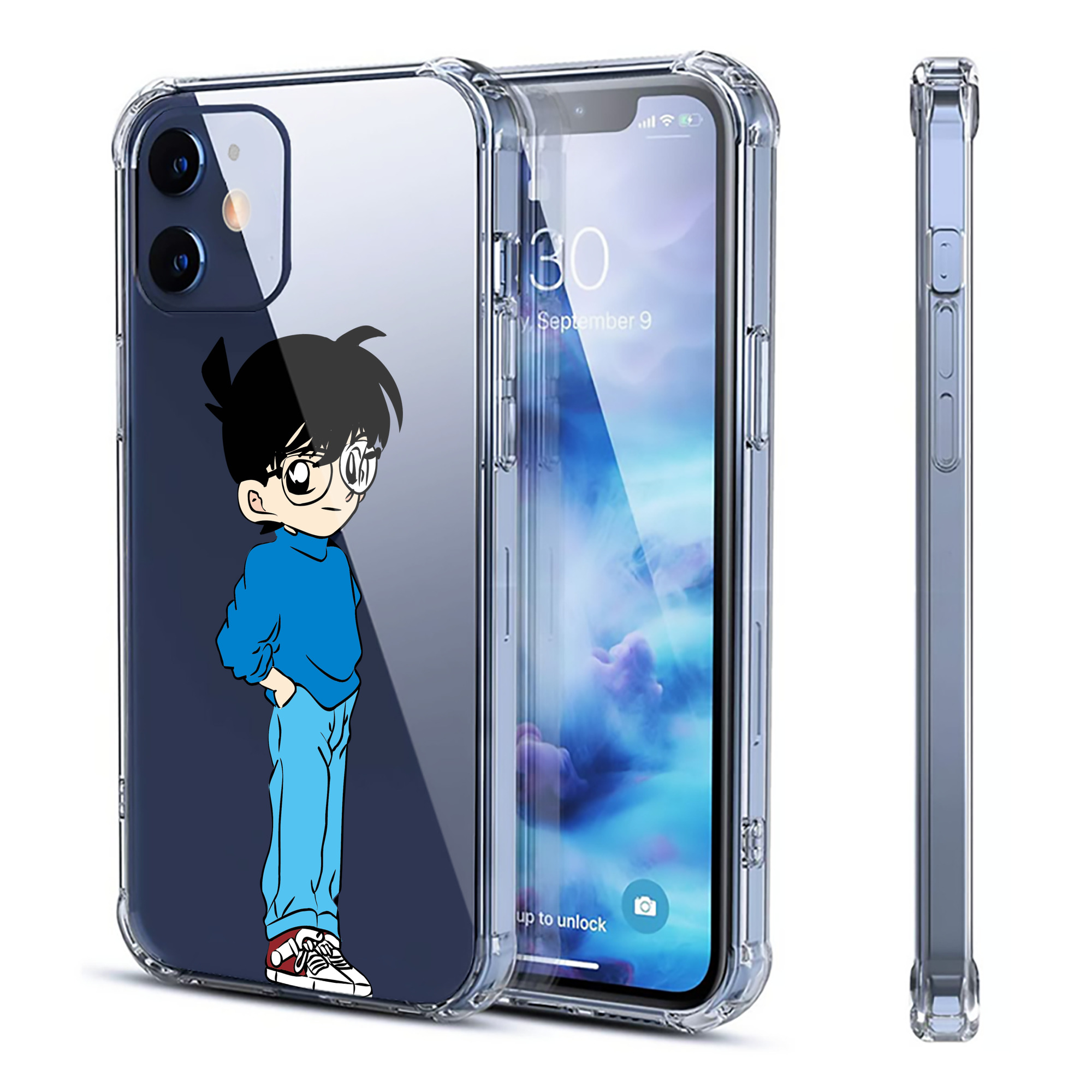 （画像用） 名探偵コナン 江戸川 コナン Detective Conan Conan Edogawa 【iPhone 12シリーズ対応】透明スマホケース（クリアソフトケース）